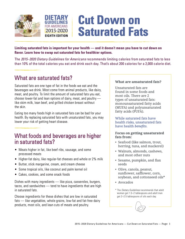 Cut-Down-On-Saturated-Fats tip sheet