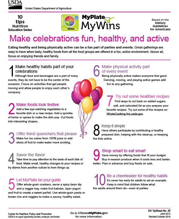 Make Celebrations healthy tip sheet