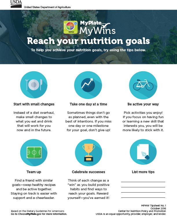 Reach your nutrition goals tip sheet
